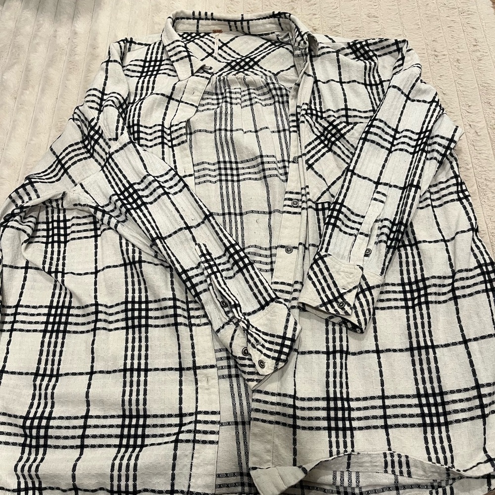 Free People Plaid Button Down Shirt
